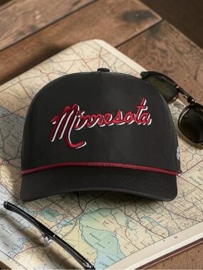 NWT Bad Birdie Minnesota Script Rope Golf Hat Black Red Snapback Adjustable
